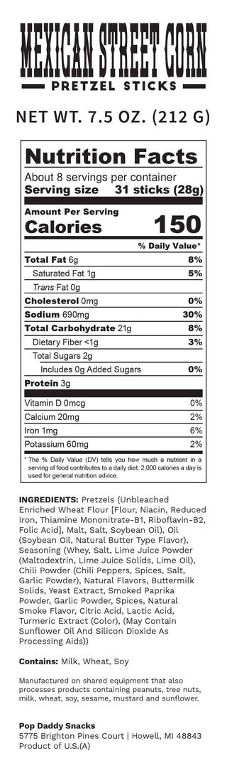 Pop Daddy Snacks - Pop Daddy – Mexican Street Corn Seasoned Pretzels 7.5oz