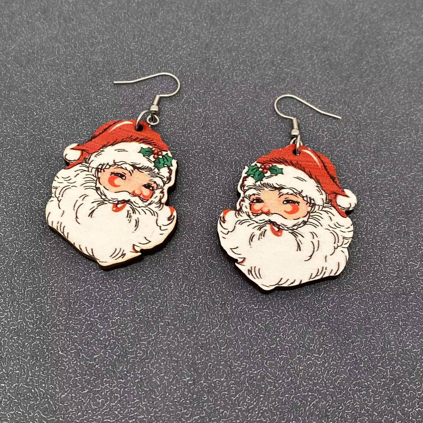 Vintage Santa Claus Earrings - Double Sided