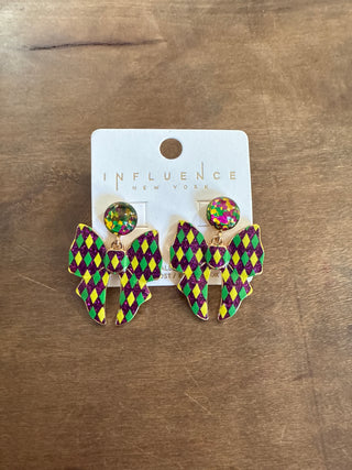 Mardi Gras Bow Earrings