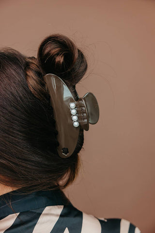 Brown Pearl Acetate Claw Clip