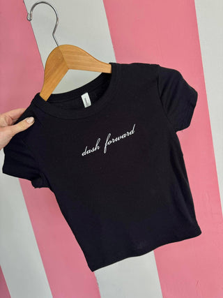 Dash Forward Wholesale - Dainty Custom Cursive Embroidery Crop T shirt