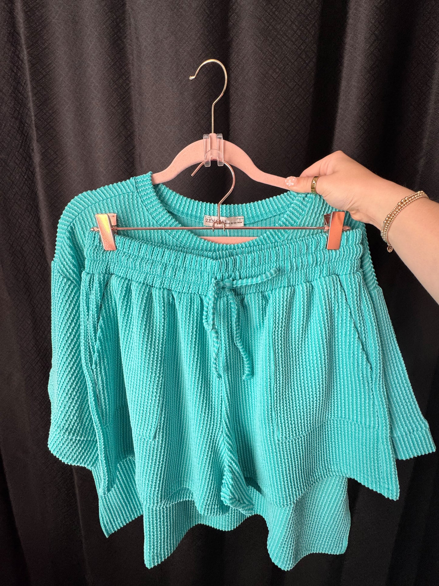 Corded Ribbed Matching Shorts Set
