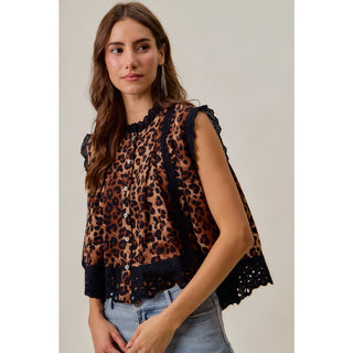 Leopard Pleated Top