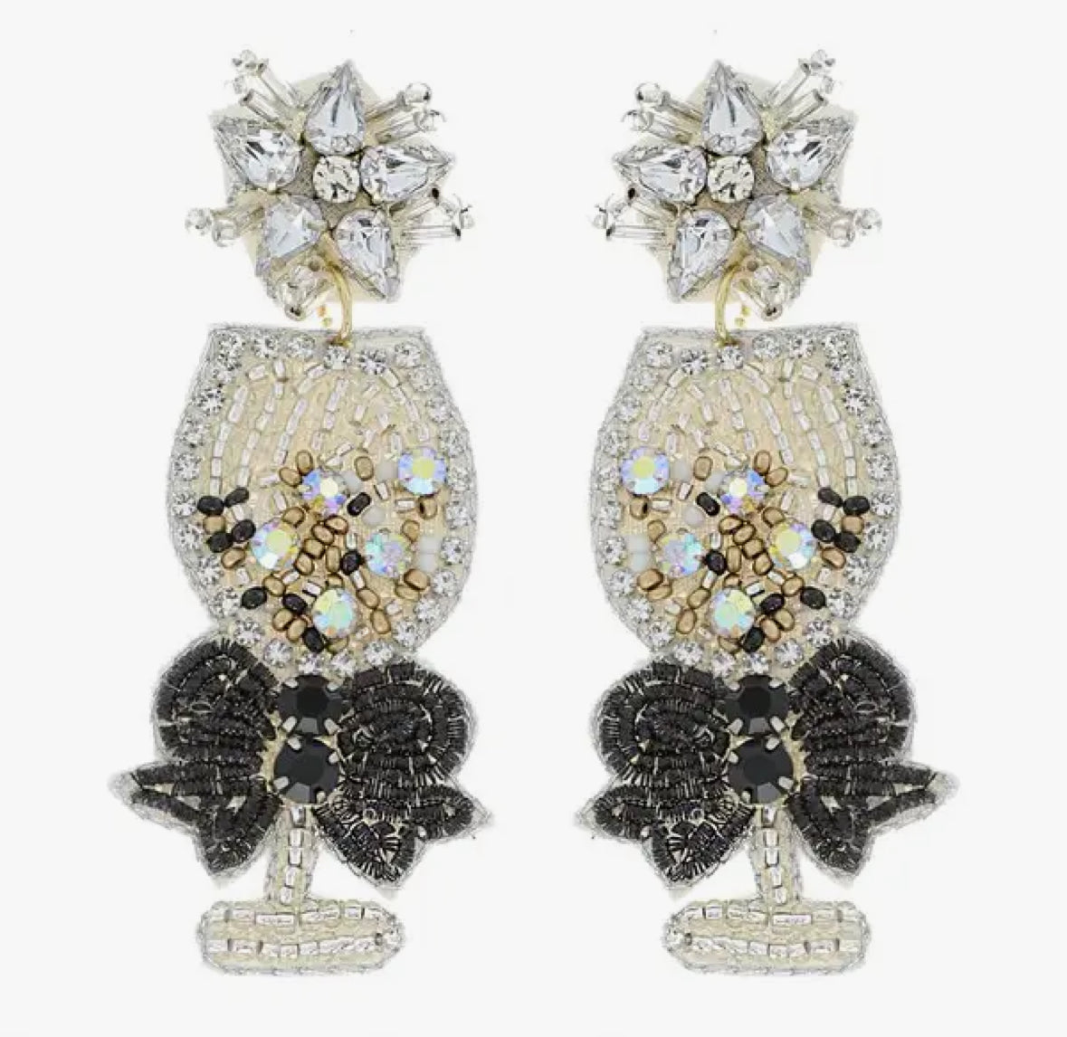 Jeweled Champagne Glass  Drop Earring