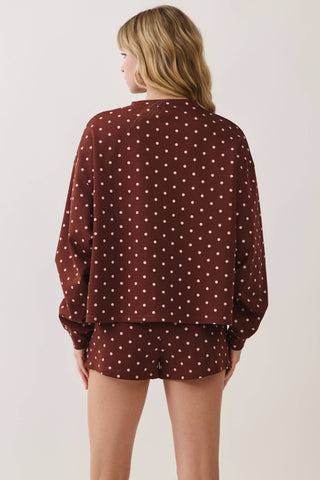 TCEC - CT10089-Polka Dot Print Lounge Sweatshirt