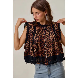 Leopard Pleated Top
