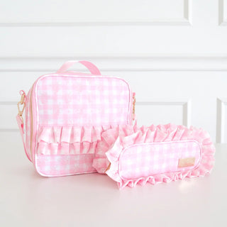 Pink Floral Ruffled Nylon Lunchbox