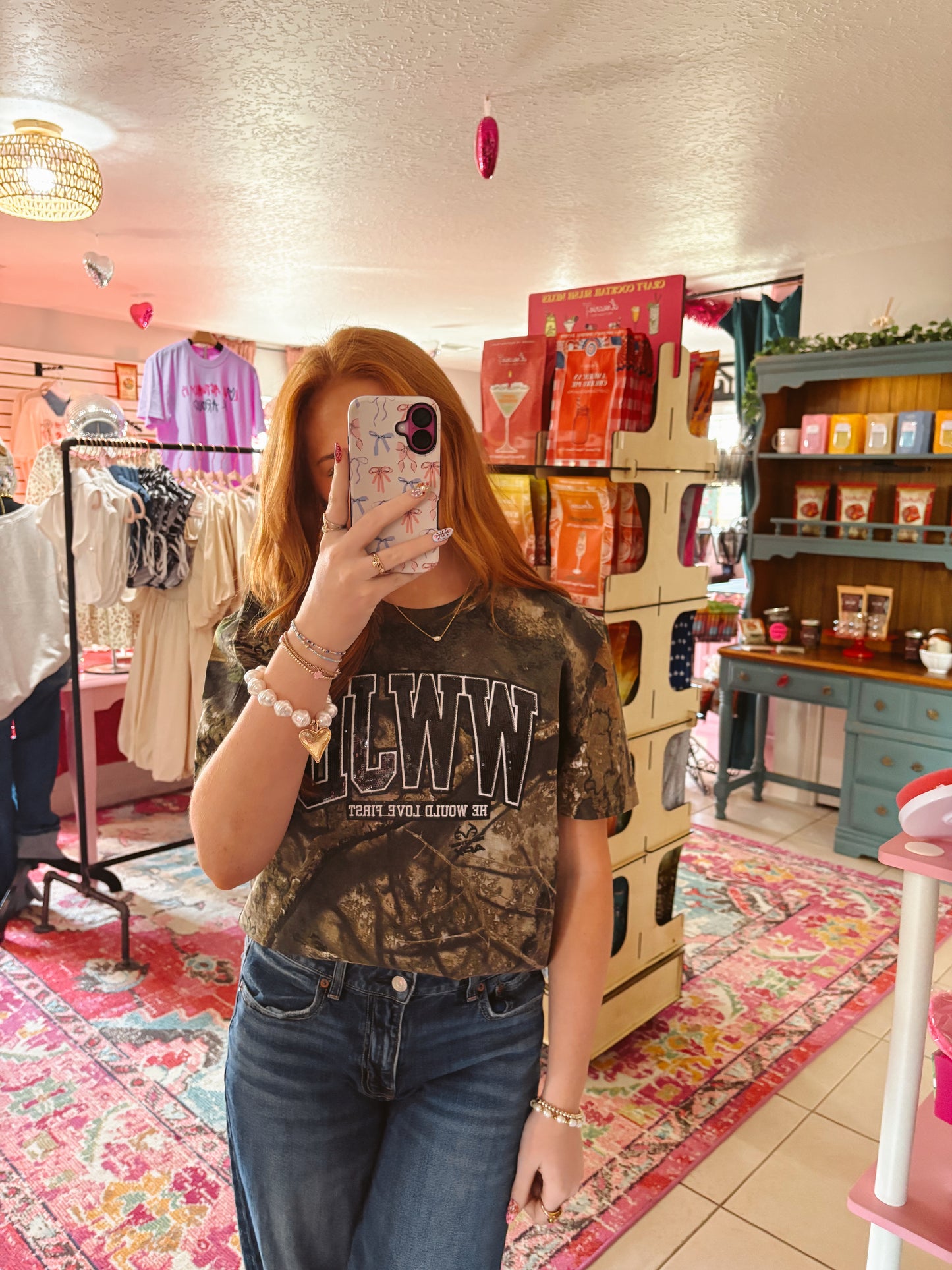 Camo Sequin WWJD Tee