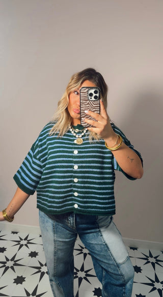 Hunter Stripe Sleeveless Cardigan
