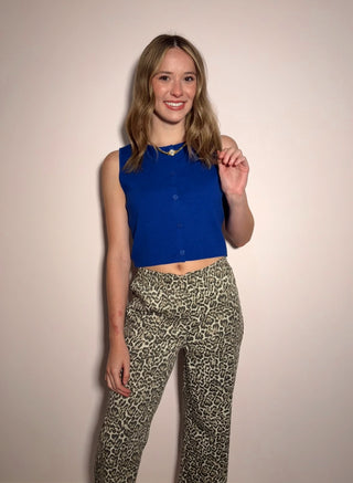 Sleeveless Button Up Top