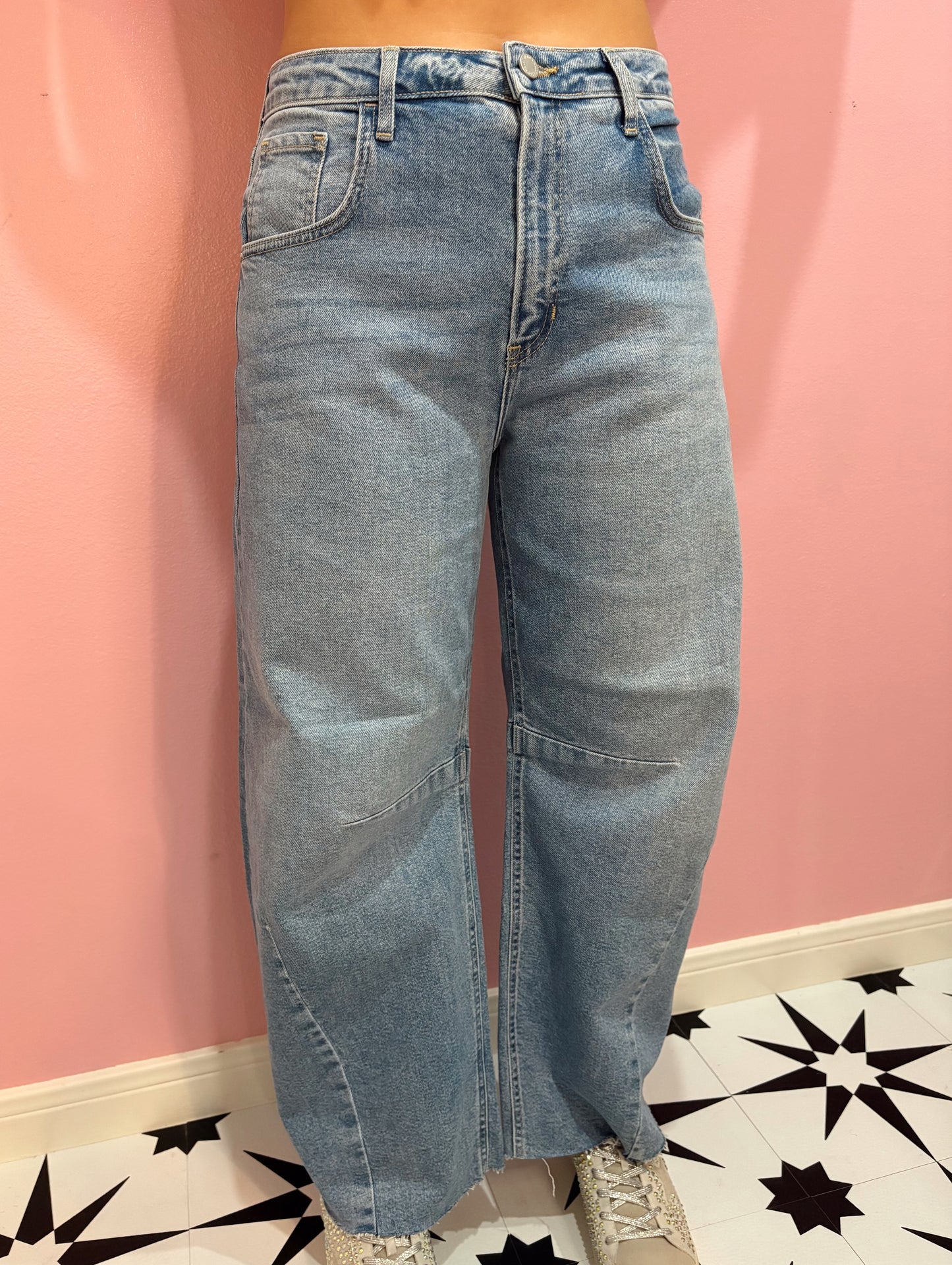 LW Denim Barrel Jean with Front Seam