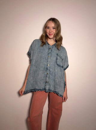 Ruffle Denim Top
