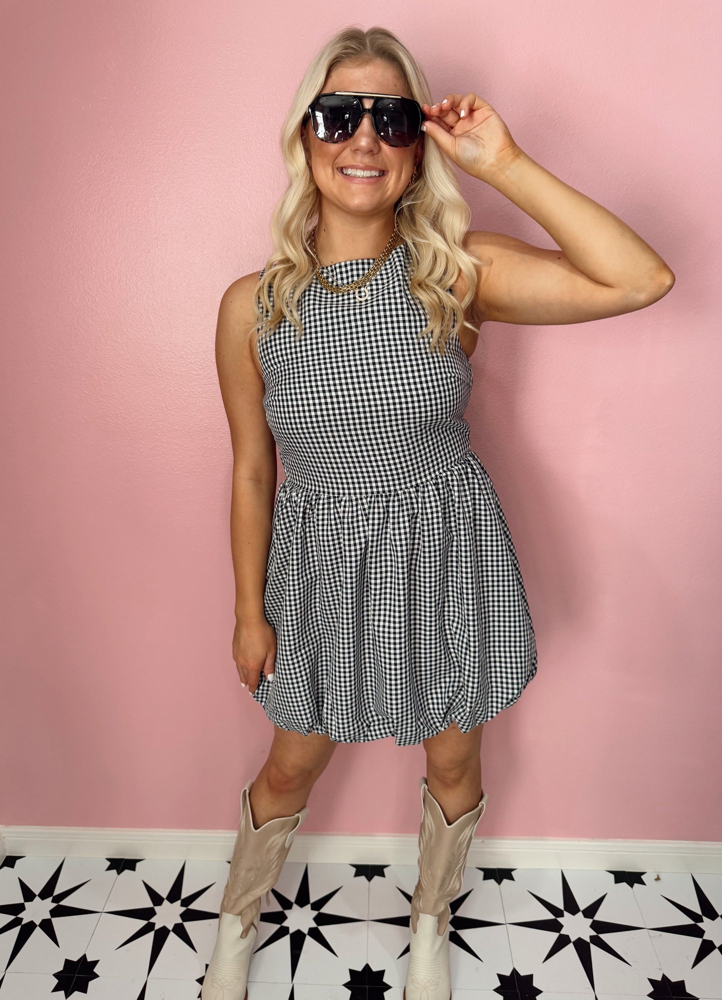 Navy & White Gingham Mini Dess