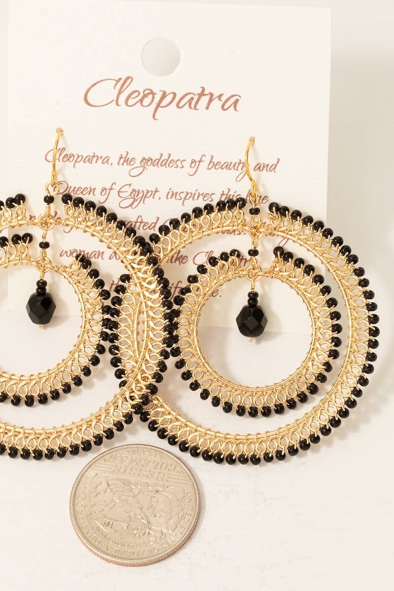 Intricate Layered Beaded Hoop Dangle Earrings