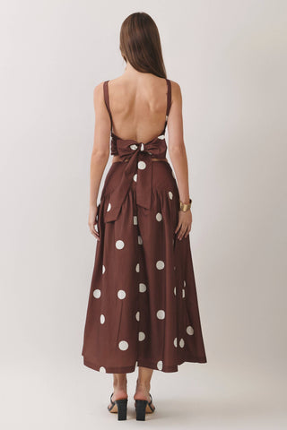 Polka Dot Gathered Maxi Skirt