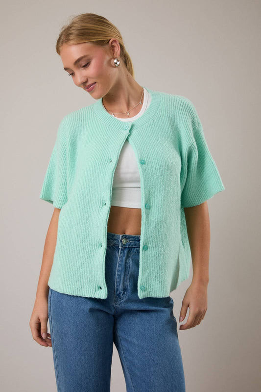 Mint Short Sleeve Cardigan