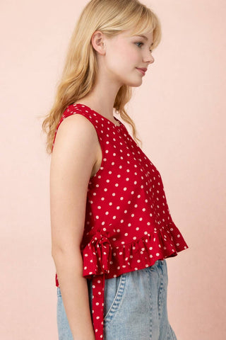 VERY J - NT12128-Side Tie Detail Ruffled Top