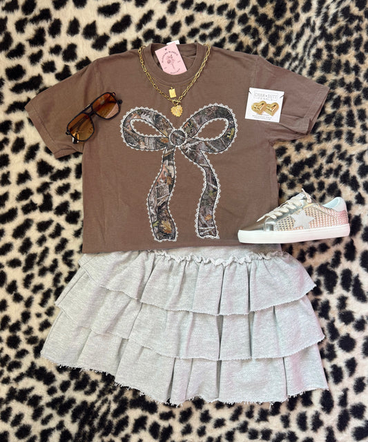 Camo Lace Bow Graphic Tee