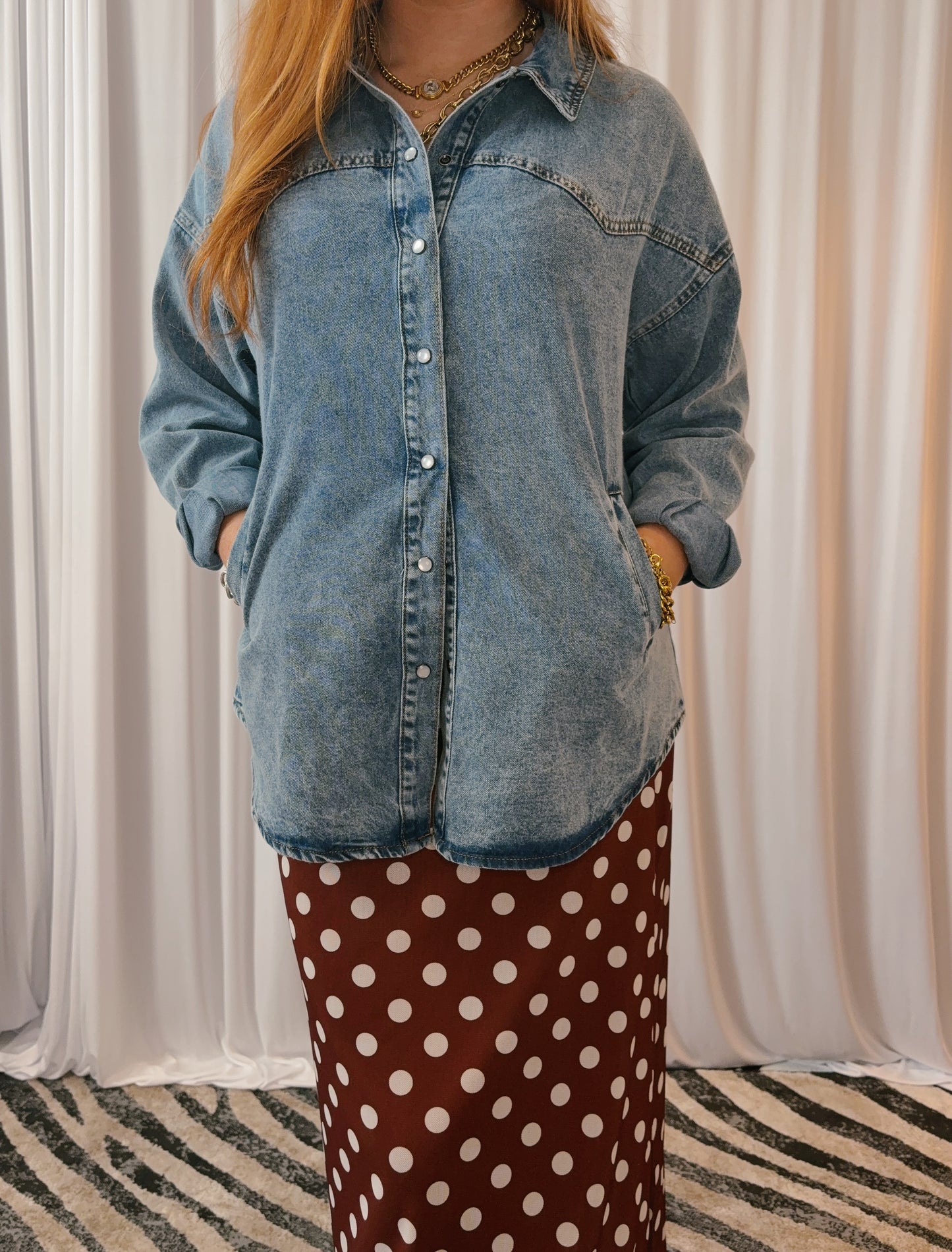 Denim Pearl Snap Top