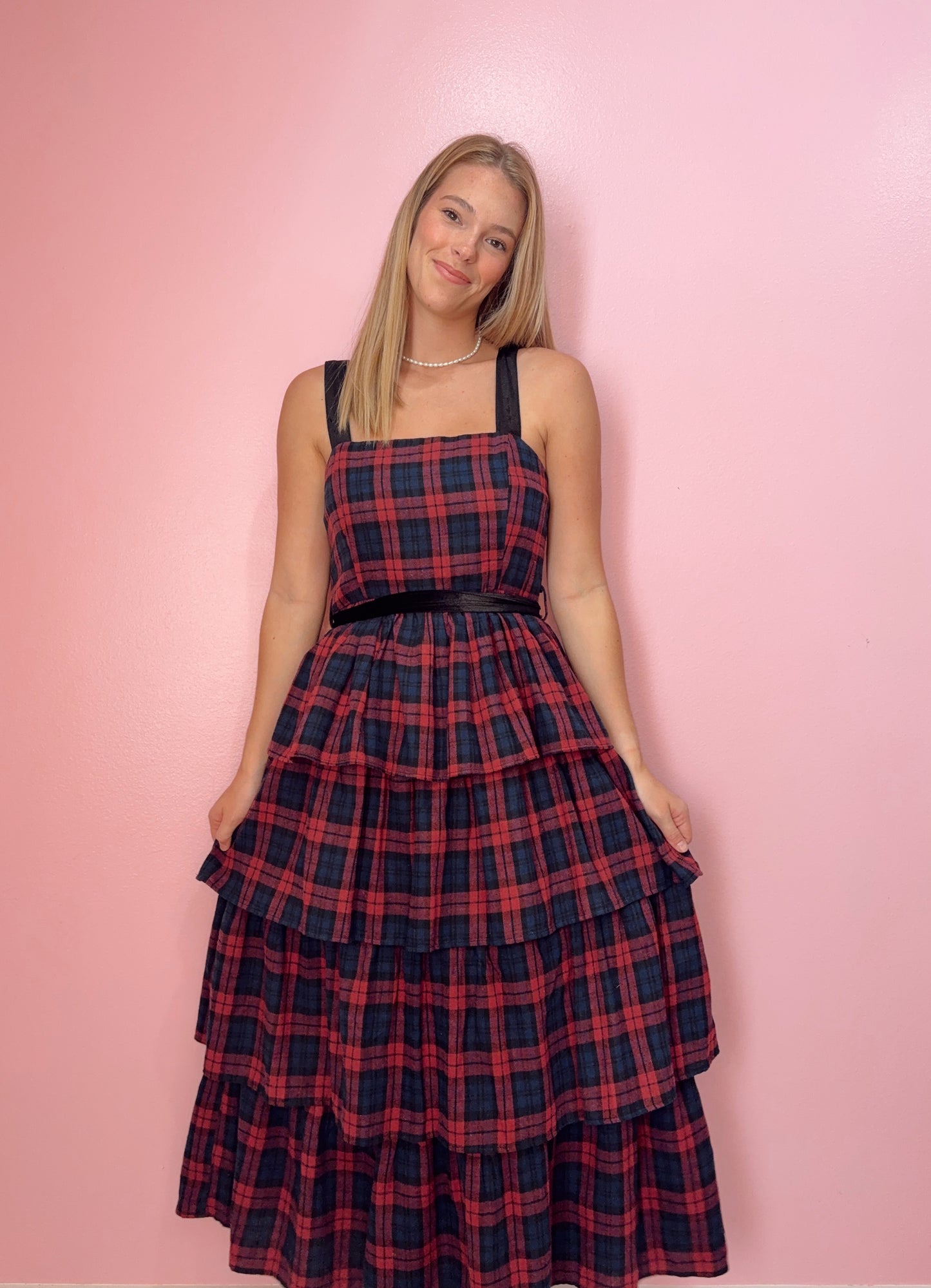 Plaid Flannel Tiered Dress