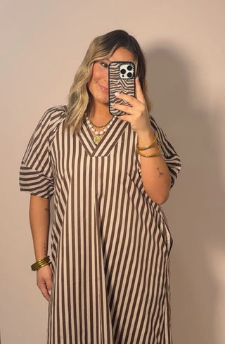 Mocha Muse Stripped Dress