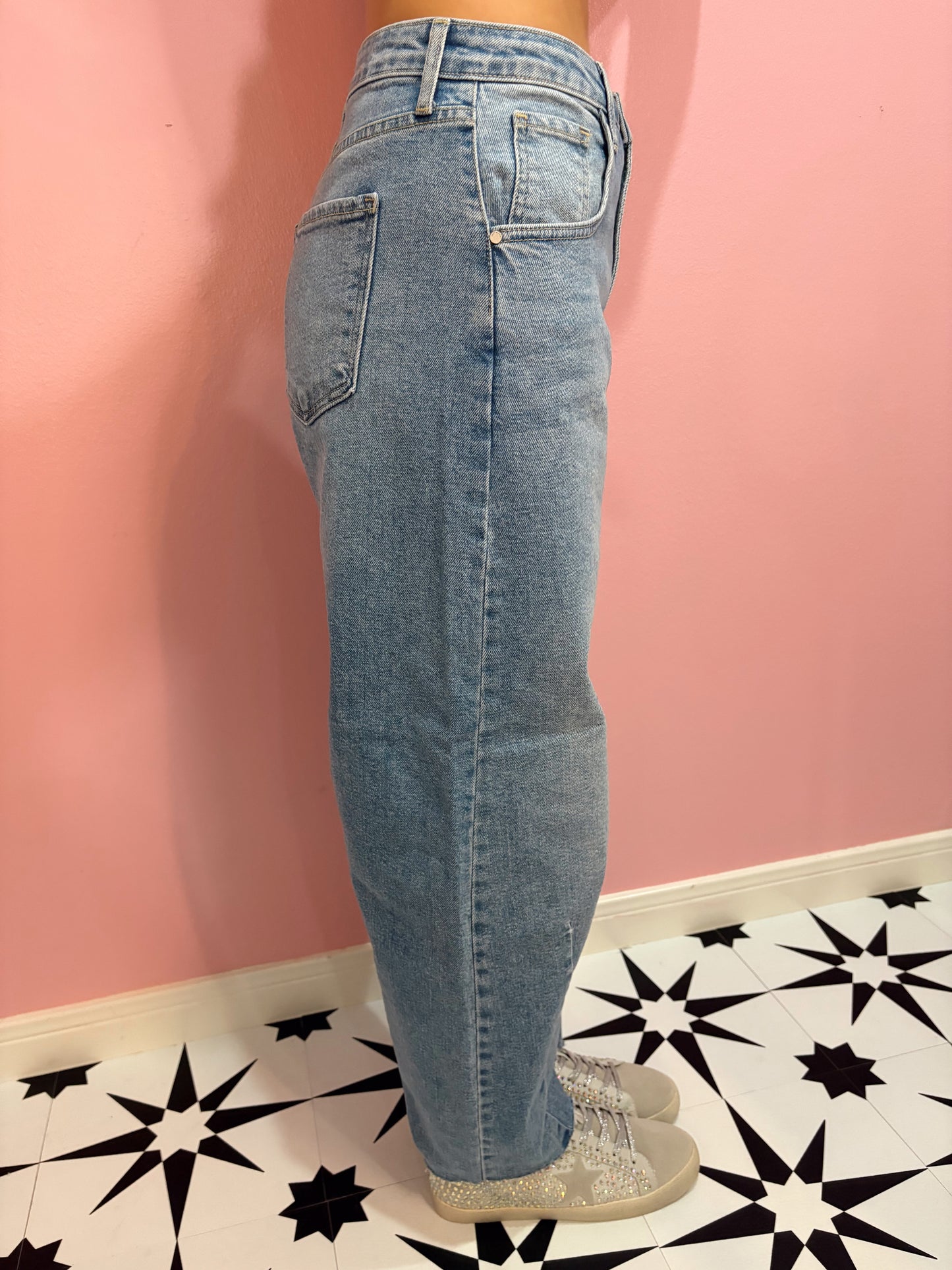 LW Denim Barrel Jean with Front Seam