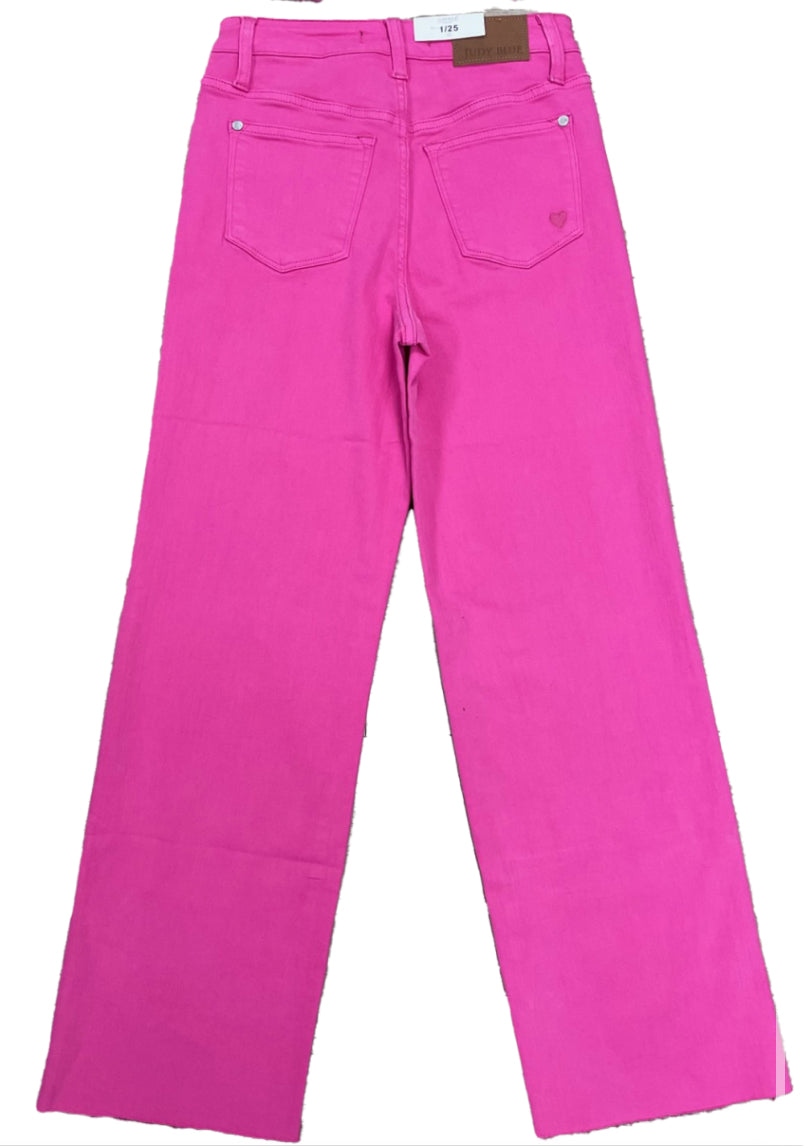 JUDY BLUE - HOT PINK - STRAIGHT LEG HEART EMBROIDERY