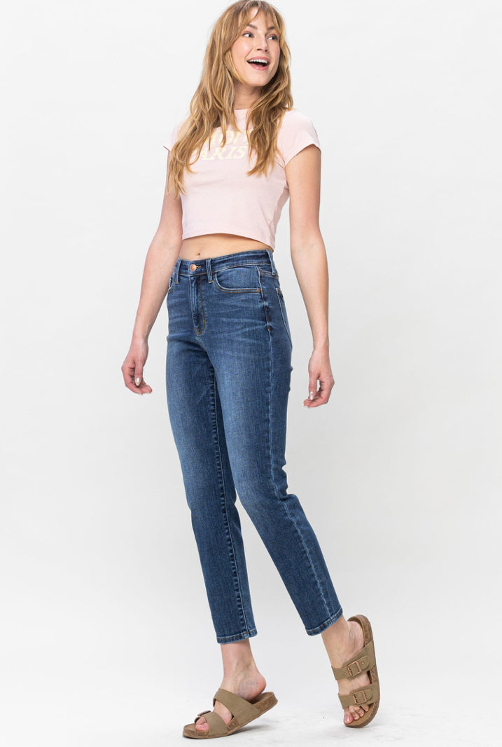 JUDY BLUE - HI-RISE SLIM LEG BACK POCKET JEANS