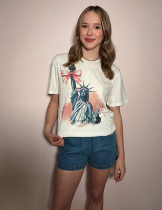 Statue Of Liberty Rhinestone Graphic Tee