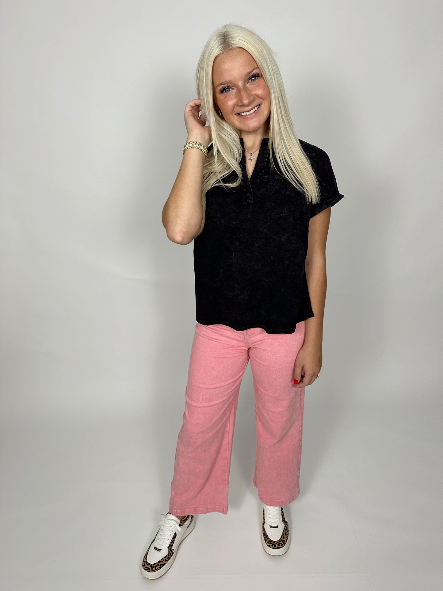 Pink Stretchy Straight Leg Jeans