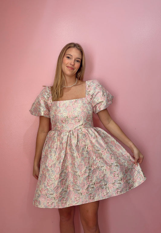 Pastel Puff Sleeve Babydoll Mini Dress