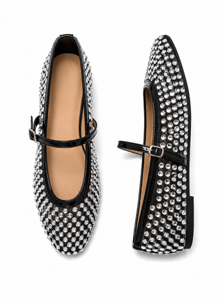 Black Studded Ballet Flats