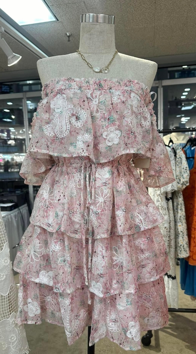 Light Pink Four Teir Mini Dress