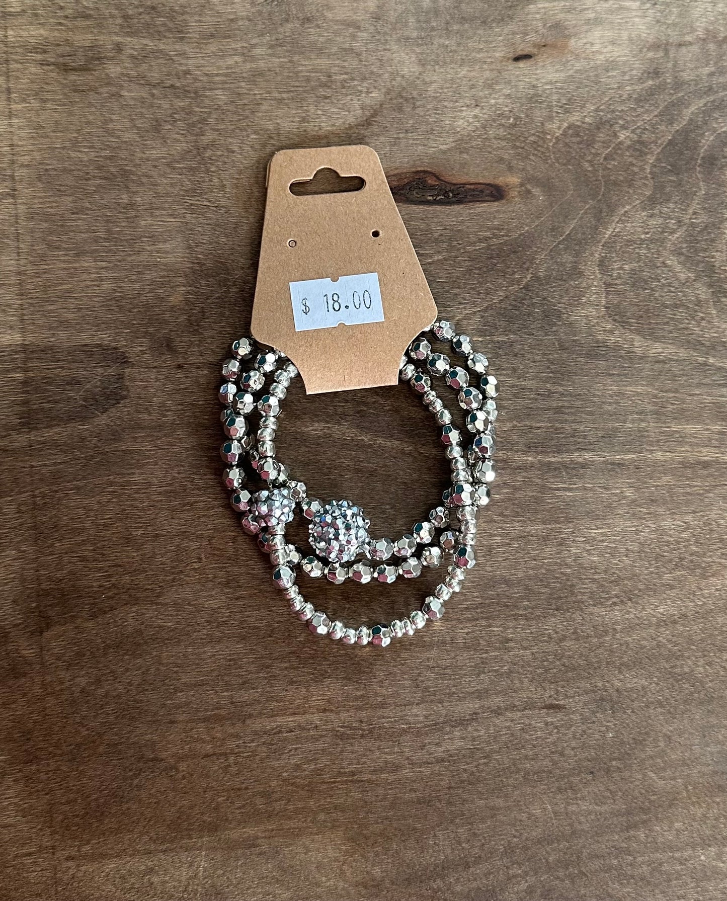 Silver beaded bracelet 3 piece set