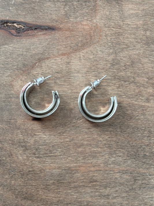 Silver Double Stack Hoop