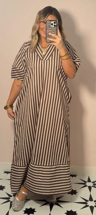 Mocha Muse Stripped Dress