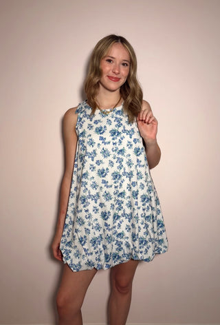 Floral Print Bubble Hem  Dress