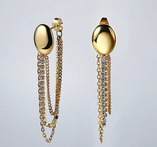 Rhinestone Gold Loop Earring