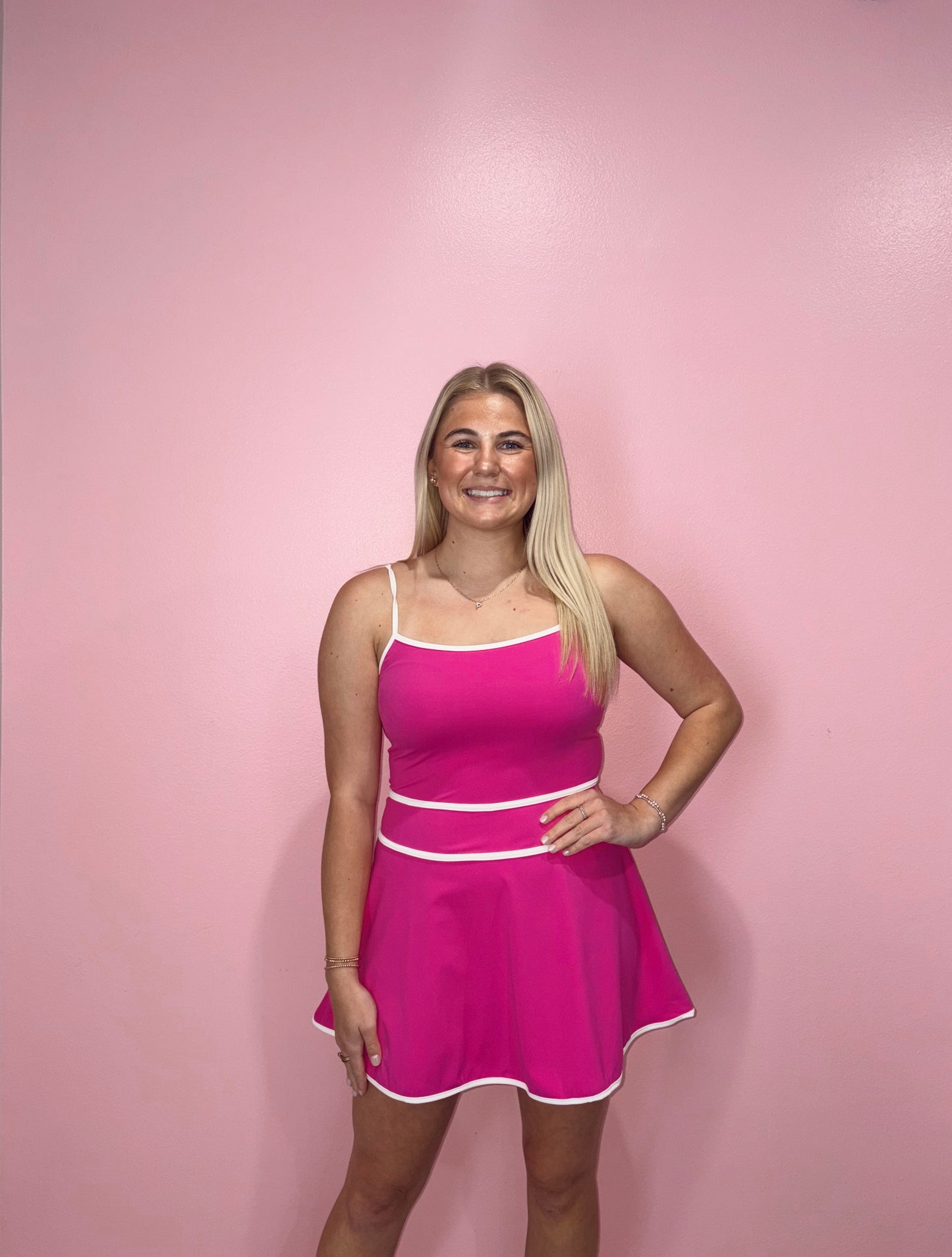 Hot Pink Contrast Athletic Dress