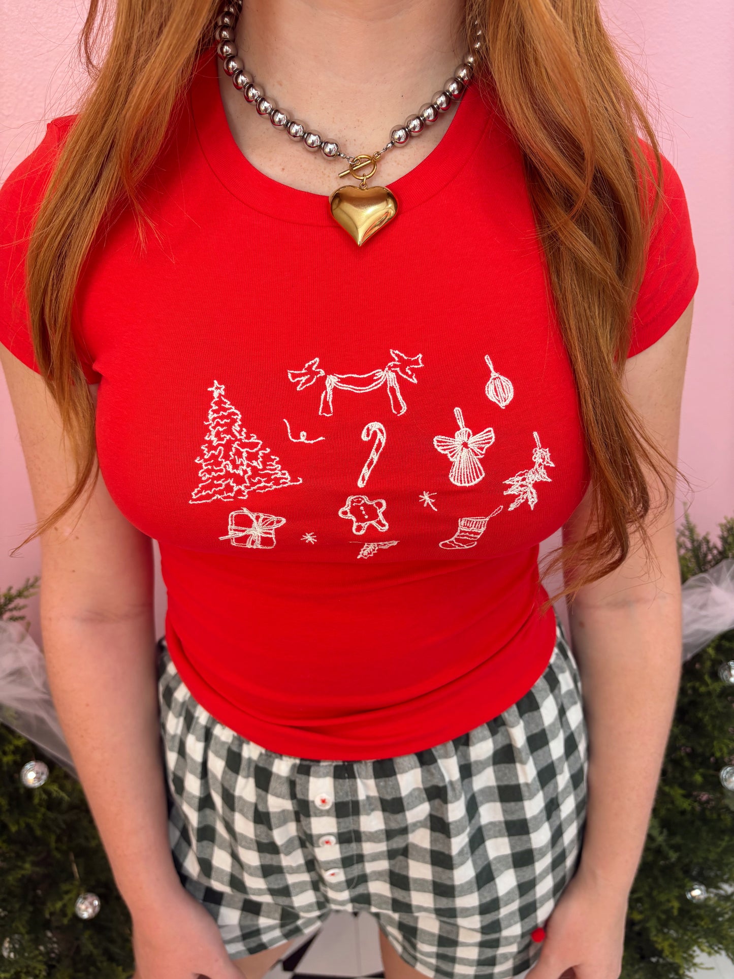 Christmas Embroidered Micro Tee