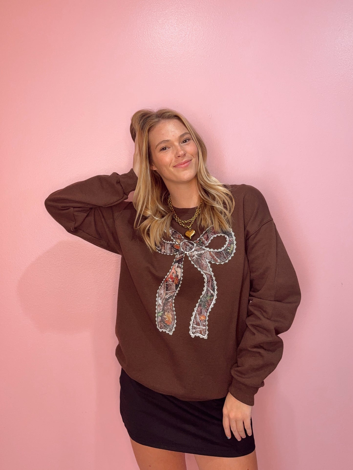 Camo Bow Brown Sweatshirt