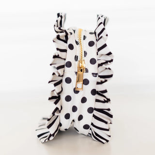 Polka Stripe Ruffled Nylon Tech Organizer