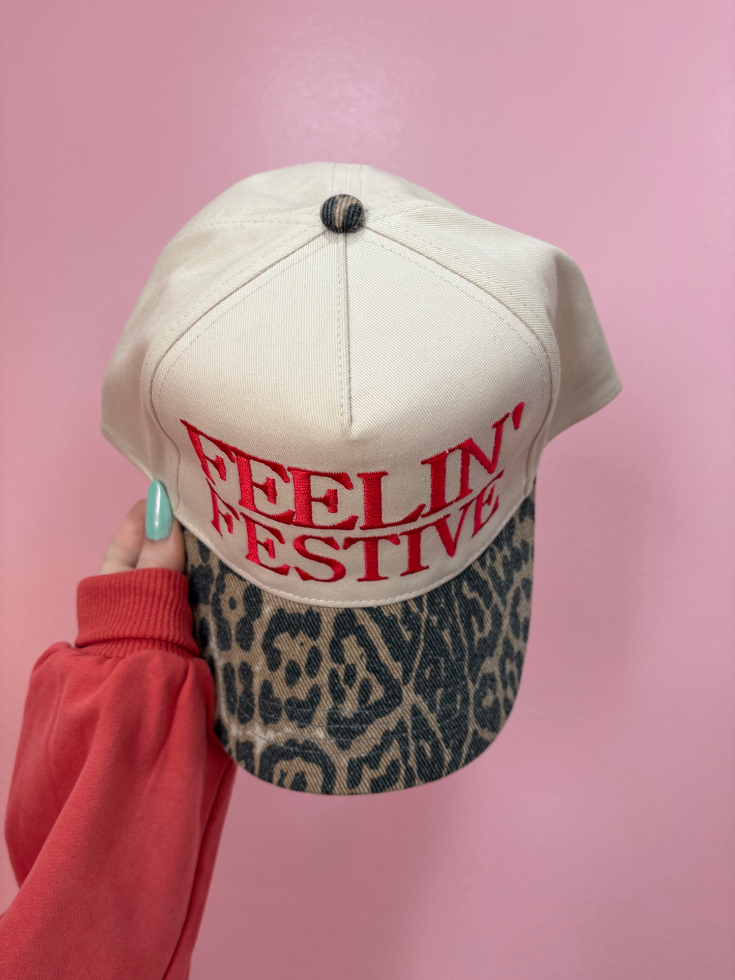 Feelin Festive Cheetah Canvas Hat