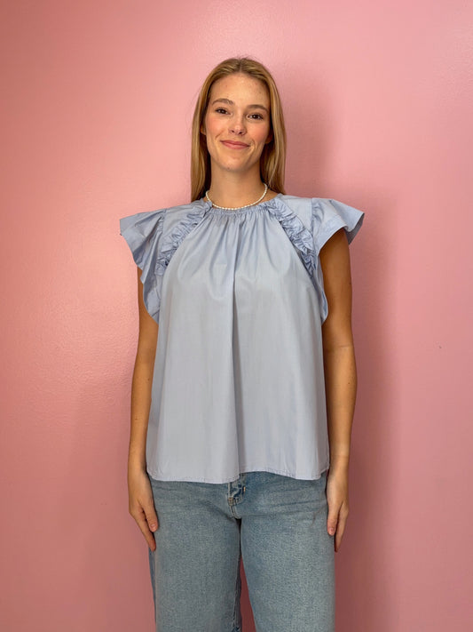 Baby Blue Ruffle Top