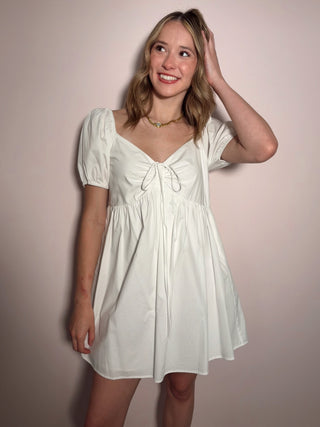 White Tie Mini Dress
