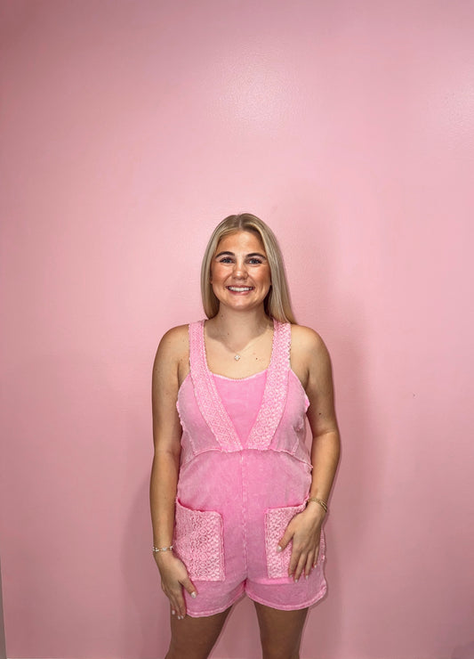 Pink Lace Romper