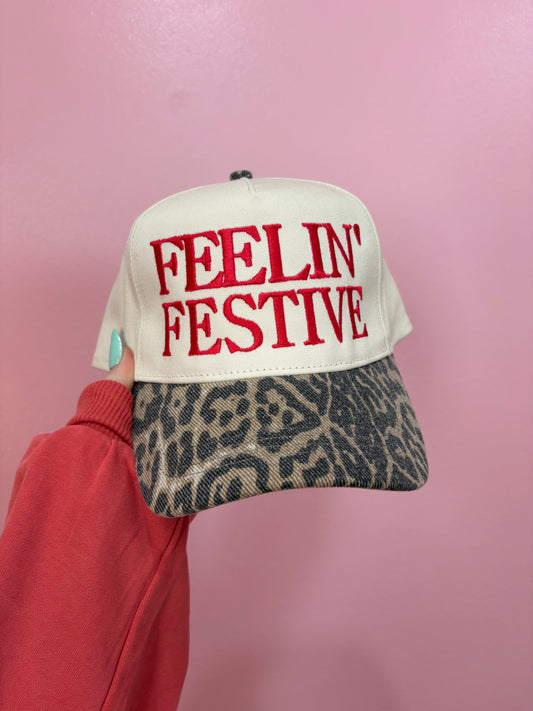 Feelin Festive Cheetah Canvas Hat