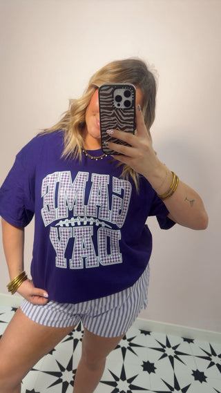 Purple Gingham Game Day Tee