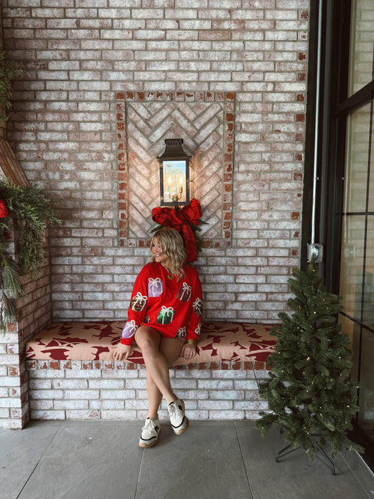 Sequin Christmas Present Sweatshirt