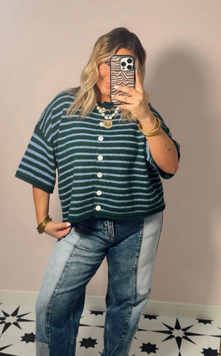 Hunter Stripe Sleeveless Cardigan